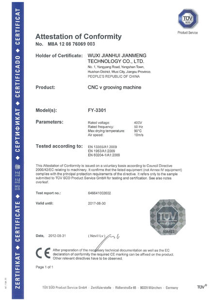 Китай Wuxi Jianhui Jianmeng Technology Co., Ltd. Сертификаты